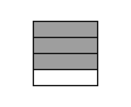 Quadrat, 3 von 4 waagerechte Streifen