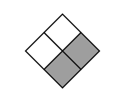 Raute, 2 von 4 Quadraten