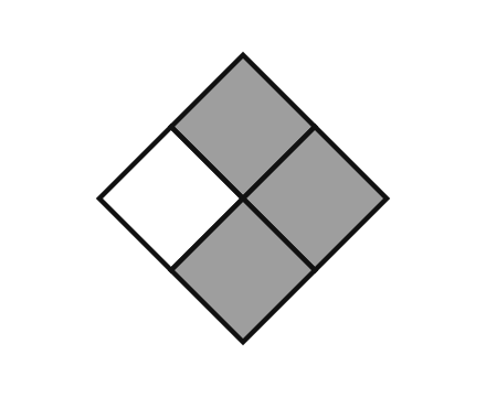 Raute, 3 von 4 Quadraten